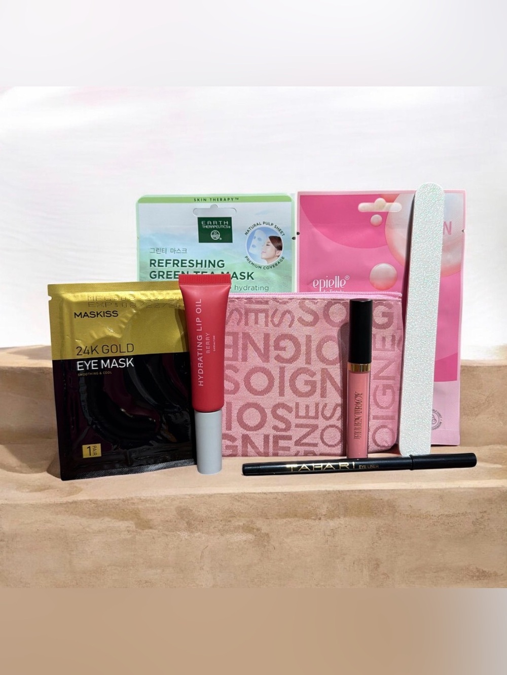 9 Piece Beauty Bundle! Cosmetic Bag with 7 Beauty Pieces & earrings NIP/NWOT/NIB